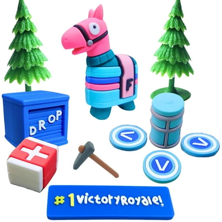 Markhomia Lemoneon Video PresNok Game Cake Toppers Upgraded Designs V2 Battle Royale Llama Decoration for Birthday Party Cake Decor 11Pcs/Set