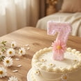 thumbnail image 5 of 1-Piece Pink Daisy Number Birthday Candle with Sparkling Glitter, Cake Topper for Spring & Sweet Celebrations Number 7, 5 of 5