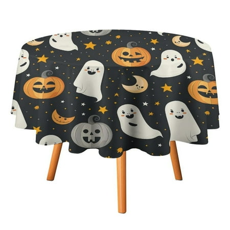 

JINGDS Cute Halloween Ghosts Pumpkins-254 Round Table Cloth Halloween Tablecloth Thanksgiving Day Table Cloth Round Cover Circle Tablecloth for Halloween Thanksgiving Fall Party