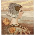 thumbnail image 2 of Paul Berthon 12x13 Black Ornate Wood Framed Double Matted Museum Art Print Titled: Dutch Lady with Tulips, 2 of 5