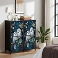 thumbnail image 6 of Dresser for Bedroom with 4 Storage Drawers Snowy Owl Pair Perched Branch Floral Night Sky Dressers Chest of Drawers Steel Framed Fabric Closet Organizers for Entryway, 6 of 7