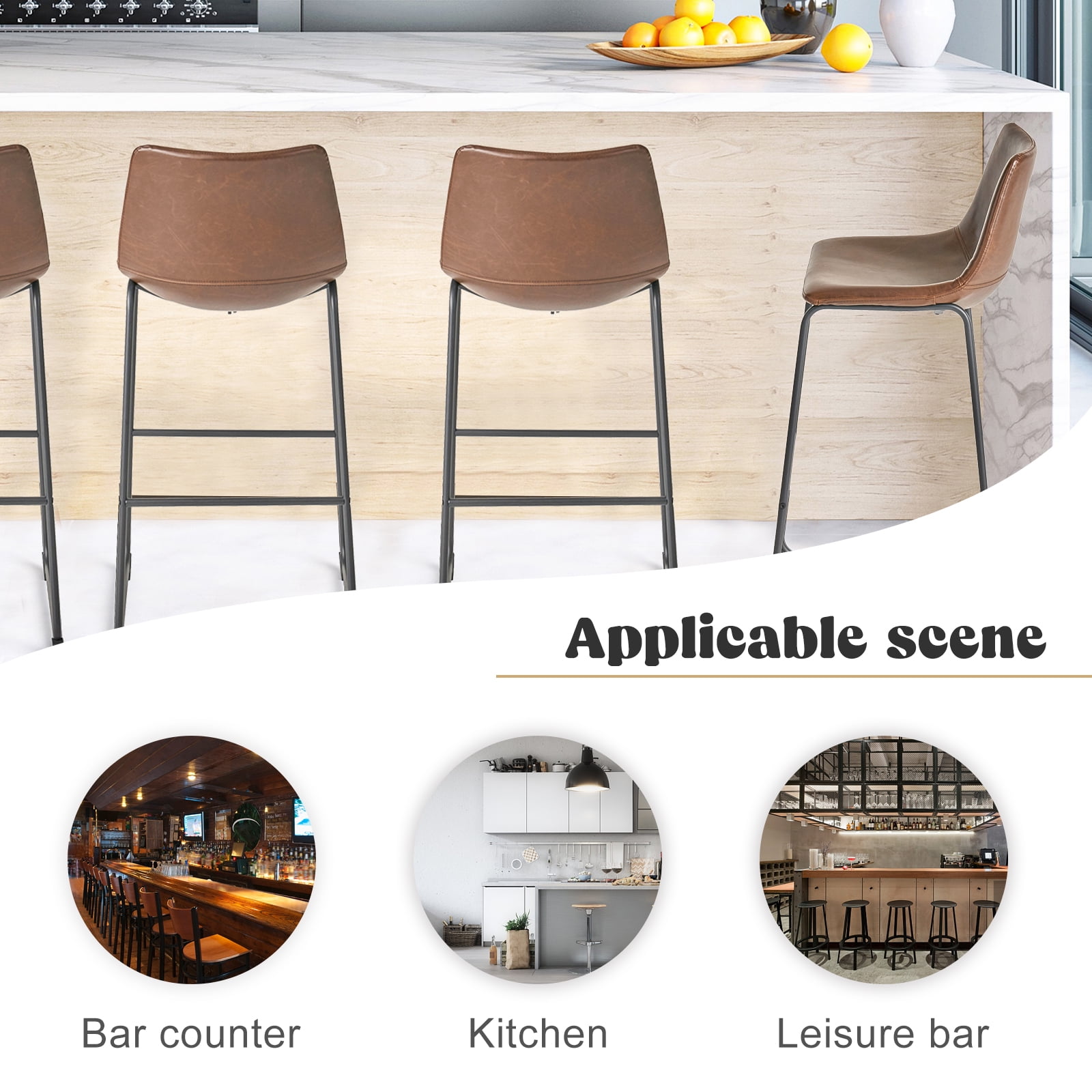 Kadyn PU Faux Leather Counter Bar Height Stools with Back, Upholstered Modern Armless Stool, Vintage Brown Pub Chairs for Dining Room Coffee House Rustic Bar Kadyn PU Faux Leather Counter Bar Height Stools with Back, Upholstered Modern Armless Stool, Vintage Brown Pub Chairs for Dining Room Coffee House Rustic Bar