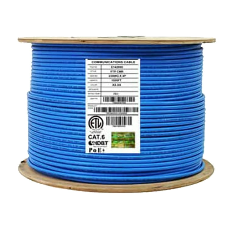 Infinity Cable CAT6 F/UTP 4 Pairs 26AWG Patch Cable CM 100% Pure Copper,  1000 Ft. Bulk Cable Reel, Blue