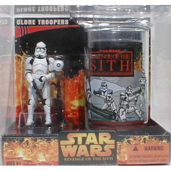 Star Wars Revenge of The Sith Figure and Cup - Clone Troopers (NON-MINT PACKAGE)