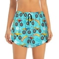 thumbnail image 2 of Picia Cartoon Monster Truck Pattern Women's 2 in 1 Athletic Running Shorts High Waisted Workout Casual Gym Sweat Shorts with Comfy Liner Zipper Pockets-, 2 of 9
