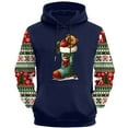 thumbnail image 4 of Plus Size Mens Christmas Hooded Xmas Tree Elk Print Color Block Long Sleeve Sweatshirt with Kangaroo Pocket, 4 of 4