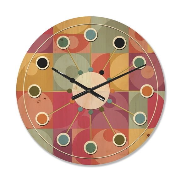 Designart 'Retro Geometric Minimal I' Mid-Century Modern Wood Wall Clock