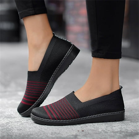 

mishuowoti sneakers for women 2023 ladies fashion colorblock striped mesh breathable flat round toe casual sneakers