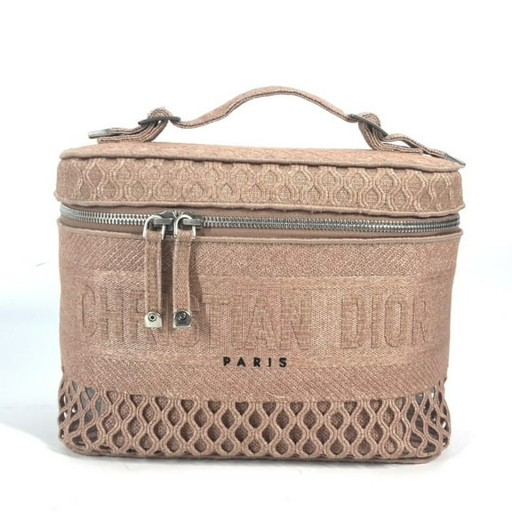 Pre-Owned Christian Dior Logo Mesh Vanity Bag, Canvas Handbag, Women's, Pink (Good)