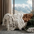 thumbnail image 5 of EVERGRACE Ultra Soft Luxury Fluffy Ridgeline Faux Rabbit Fur Throw Blanket, Thick Warm Bubble Throw for Bed, Cozy Plush Reversible Blankets for Couch, Chair, Sofa, Lion Caramel, 60x80 Inches, 870 GSM, 5 of 8