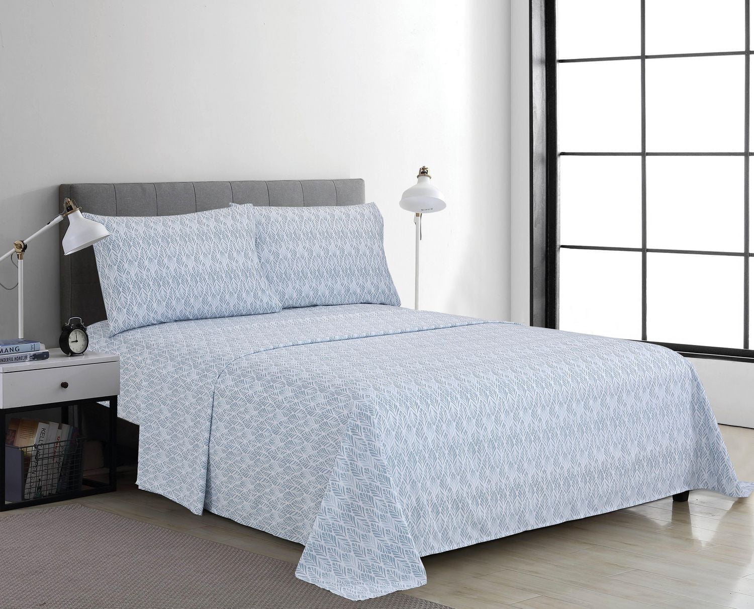 4 Piece Microfibre Sheet Set Leaf