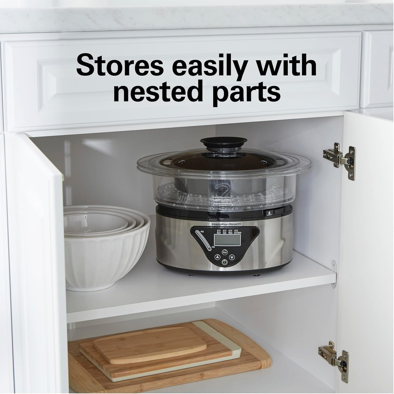 Digital Electric Food Steamer & Rice Cooker, 5.5 Quart Stackable Two-Tier Bowls for Healthy Cooking