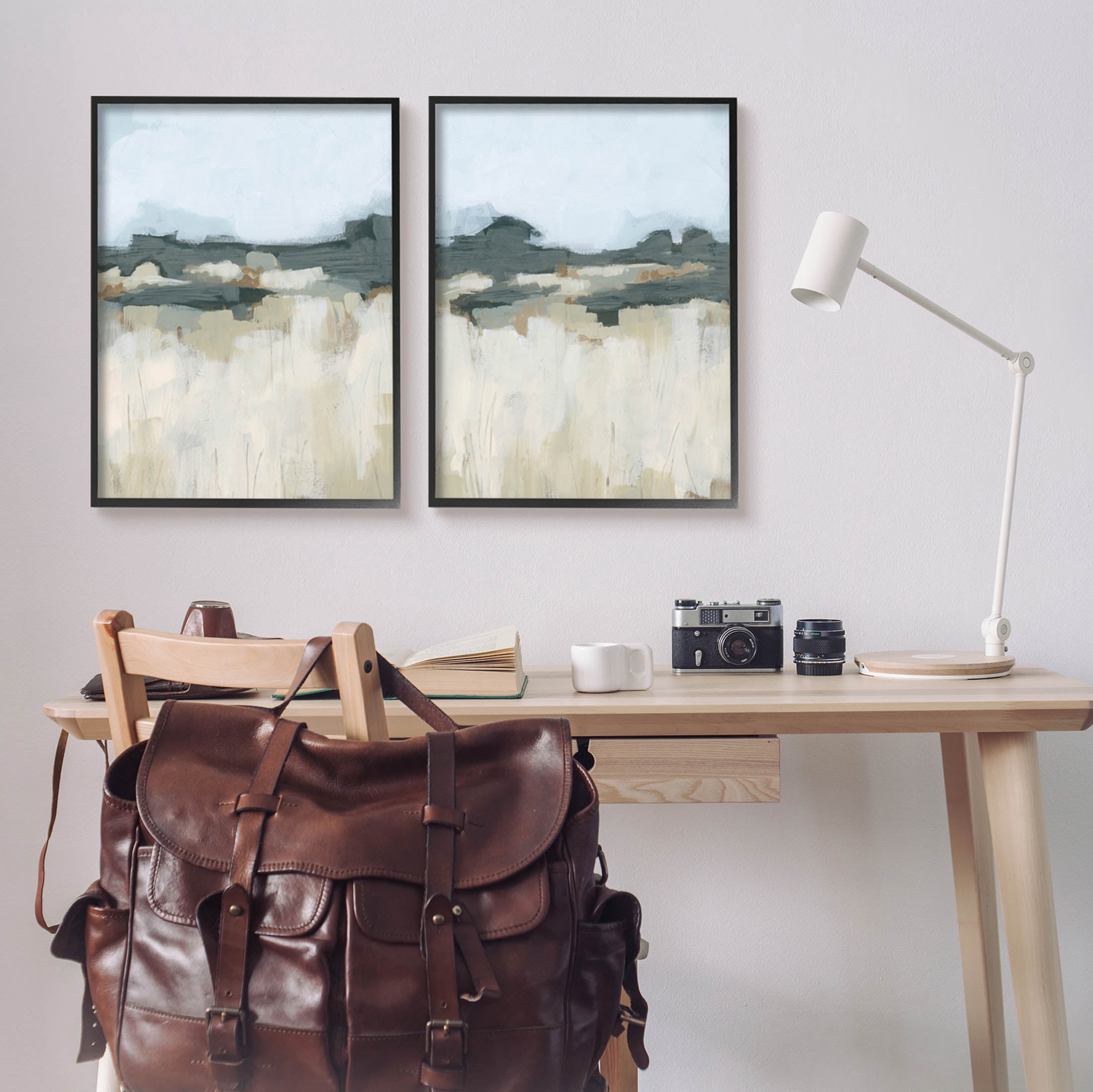 Stupell Industries Brushed Abstract Badlands Scenery Painting Black Framed Art Print Wall Art, Set of 2, Design by June Erica Vess