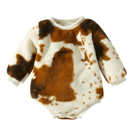 

Baby Winter Plush Romper Clothes Dye Printed Crawling Clothes Baby Long Sleeve Triangle Romper