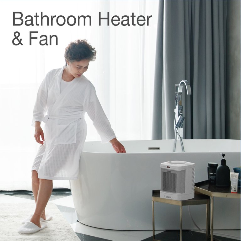 Lasko 1500W Electric Bathroom Space Heater with ALCI Safety Plug and Timer,  CD08210 - Walmart.com
