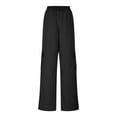 thumbnail image 4 of QATAINLAV Women's Fashion Cargo Trousers with Pockets Casual Solid Color High Waist Elastic Sweatpants Loose Wide Leg Straight Pants Black XXL Gifts for Girls, 4 of 8