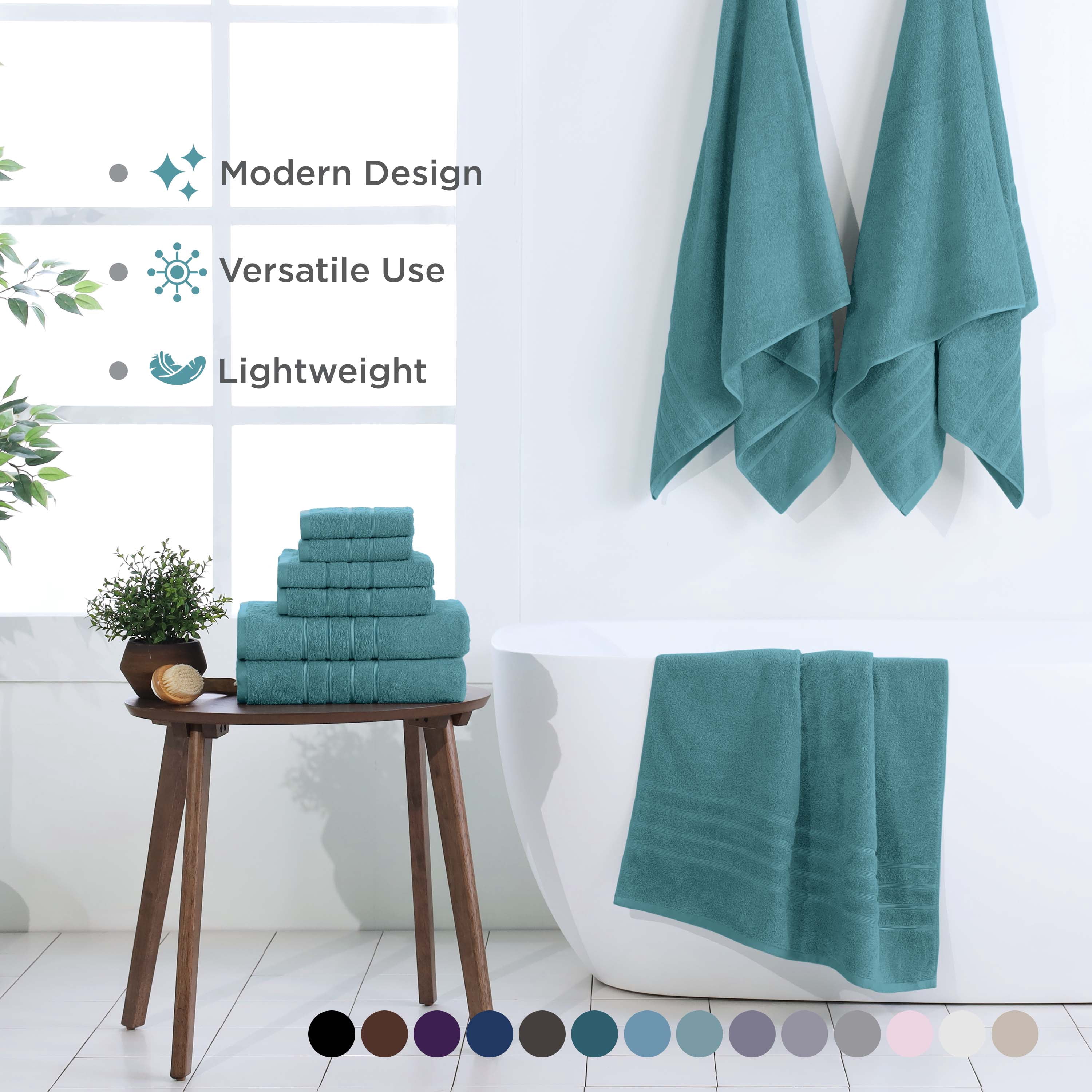 Martex 6-Piece Towel Set | 100% Cotton Soft & Absorbent Bath Towels | Larkspur Teal