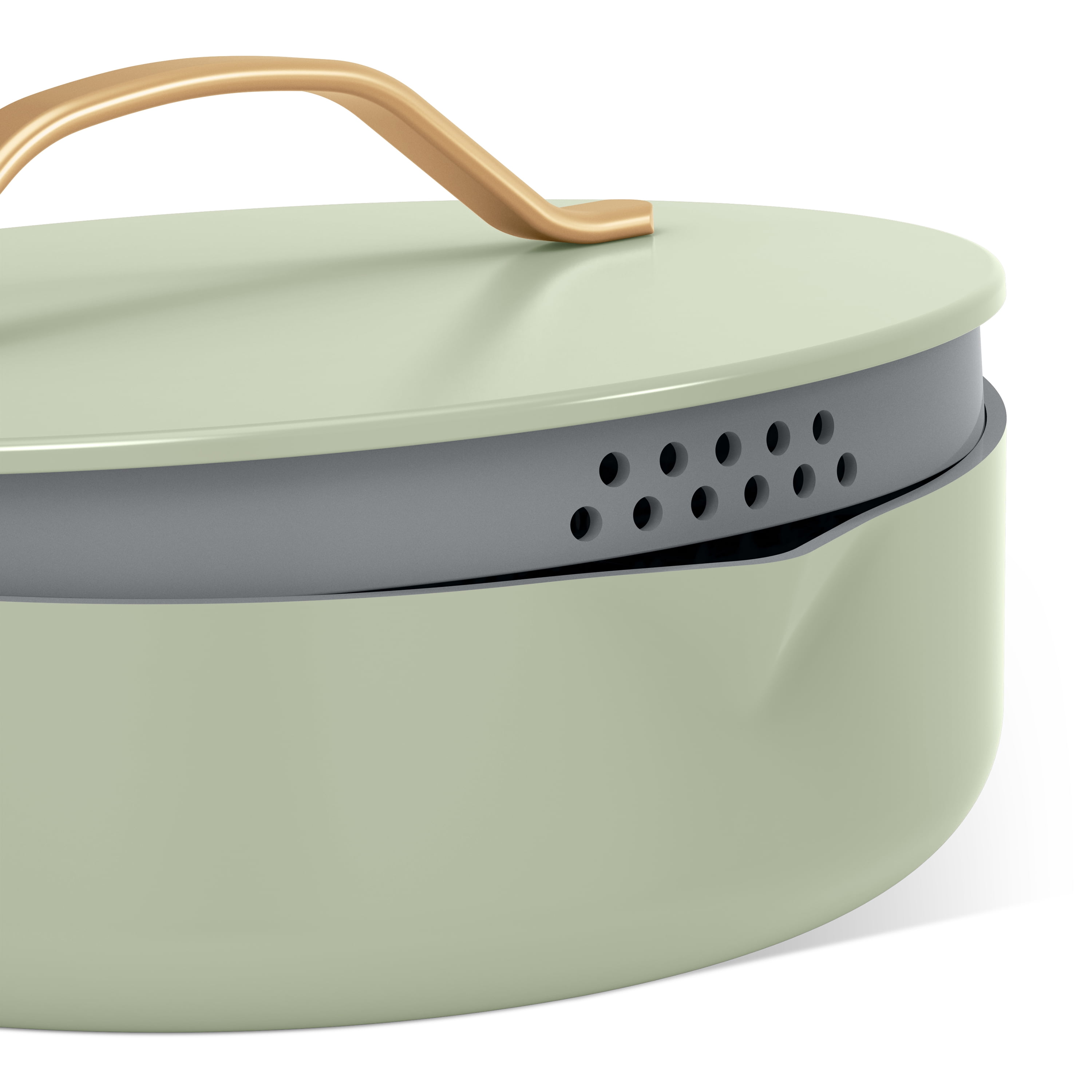 Beautiful 5.5 Quart Saute Pan with Strainer Lid and EverGood Nonstick Coating, Sage Green by Drew Barrymore