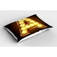 thumbnail image 2 of Ambesonne Letter a Pillow Sham 2 Pack, First Letter ABC Design, 36"x20", Caramel Yellow Black, 2 of 3