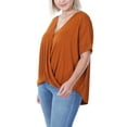 thumbnail image 3 of FashionMille Plus Size Women's V-Neck Draping Front Cross High Low Tunic T-shirt Top, 3 of 4