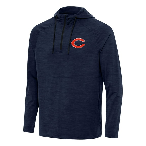 Men's Antigua  Heather Navy Chicago Bears Spikes Quarter-Zip Pullover Hoodie