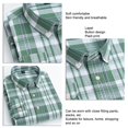 thumbnail image 3 of Camisa de manga larga de corte regular para hombre Camisa de solapa a cuadros de lino y algodón Camisa de vestir informal delgada para hombre, 3 of 4