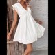 thumbnail image 5 of Vestido Mini Estilo Babydoll Informal de Verano para Mujer, con Volantes, Sin Mangas, Escote en V Profundo, Cintura Alta y Vuelo S, 5 of 8