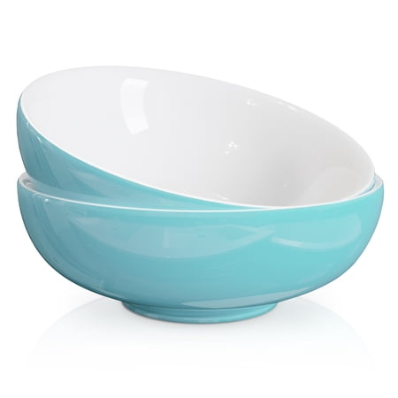 Uten 60oz Pasta Bowl, 9.5" Ceramic Soup Bowls for Kitchen Oven, Microwave Safe, Set of 2 Blue
