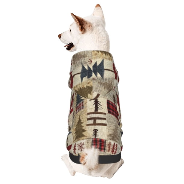 Fotbe Rustic Plaid Forest Lodge Sudadera con Estampado para Perros Pequeños – Suéter con Capucha para Mascotas, Tela Suave de Forro Polar con Bolsillo-X-Large