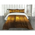thumbnail image 3 of Ambesonne Fall Quilted Bedspread Set 3 Pcs, Foggy Evening in the Park, Queen Size, Marigold Caramel, 3 of 5