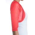 thumbnail image 2 of Fashion Secrets Women's Sheer Chiffon Bolero Shrug Jacket Cardigan 3/4 Sleeve (Medium, Coral), 2 of 2