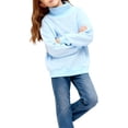 thumbnail image 6 of LNMQLPDBS Girls High Neck Sweatshirt with Front Pocket Casual Warm Long Sleeve Pullover Tops for Kids Tween Daily Wear Outgoing School Basic Solid Sweatshirt for Fall Winter, 6 of 7