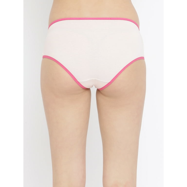 Clovia Mid Waist Hipster Panty in Pink - Cotton 