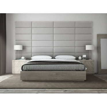 VANT Upholstered Headboards - Accent Wall Panels - Packs Of 4 - PLUSH VELVET Platinum Gray - 39" Wide x 11.5" Height - Twin - King Size Headboard