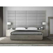 VANT Upholstered Headboards - Accent Wall Panels - Packs Of 4 - PLUSH VELVET Platinum Gray - 39" Wide x 11.5" Height - Twin - King Size Headboard