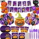 thumbnail image 2 of 2023 Halloween Temática Suministros De Fiesta De Araña Calabaza Bandera Mantel Plato De Papel Taza Desechable Juego De Cubiertos De Látex Fantasma Globo Horror Decoración, 2 of 4