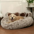 thumbnail image 5 of Plush Paw Shaped Calming Pet Bed, Medium Size Donut Cushion with Non-Slip Bottom, Machine Washable Soft Teddy Bear Bed for Small Medium Dogs & Cats, 5 of 7