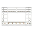 thumbnail image 4 of Harper & Bright Designs Low Bunk Bed Twin over Twin, Wooden Floor Bunk Bed with Ladder, Twin Bunk Bed with Full Guardrails, White, 4 of 9