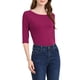 thumbnail image 5 of INSPIRE CHIC Camisetas de Mujer de Manga Corta Cuello Barco Ajustadas Casual Fucsia S, 5 of 7