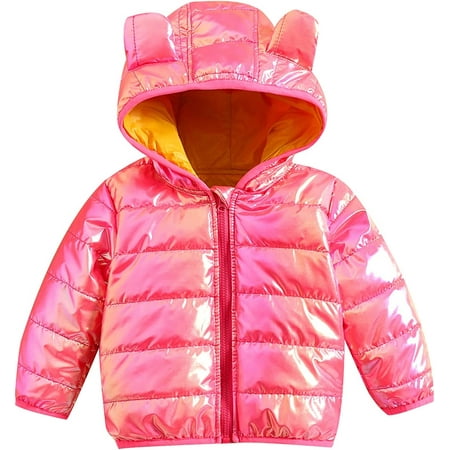 

PIKADINGNIS Toddler Baby Girl Boy Winter Coats Shiny Hooded Ears Long Sleeve Zipper Light Puffer Down Jacket Windproof Outwear