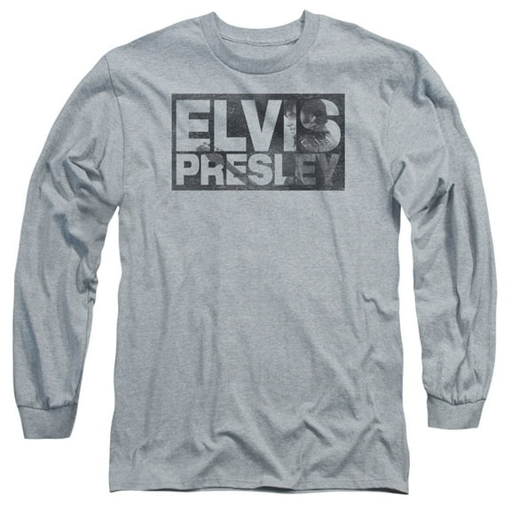 Elvis Presley Block Letters Adult Long Sleeve T-Shirt Athletic Heather