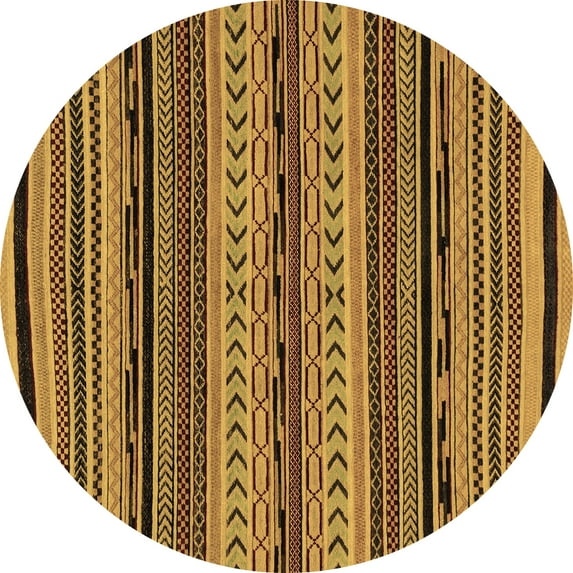 Ahgly Company Indoor Round Abstract Brown Modern Area Rugs, 8' Round