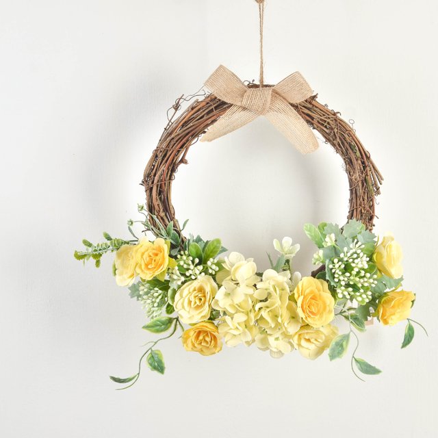 Corona artificial, anillo para puerta de boda, adornos para fotografía al aire libre, accesorios para boda, flores de seda, flores falsas, decoración de ventanas, arte floral