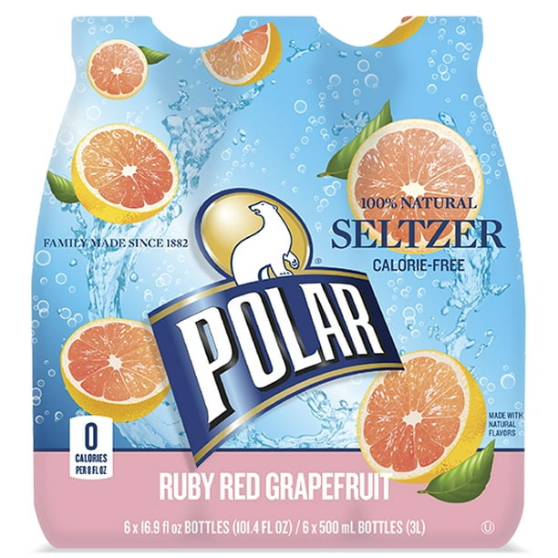 Polar Seltzer Water, Ruby Red Grapefruit, 16.9 Fl Oz, 6 Count Walmart