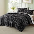 thumbnail image 2 of Juego de edredón Bedsure Queen negro con estampado floral, 3 piezas, 2 of 7