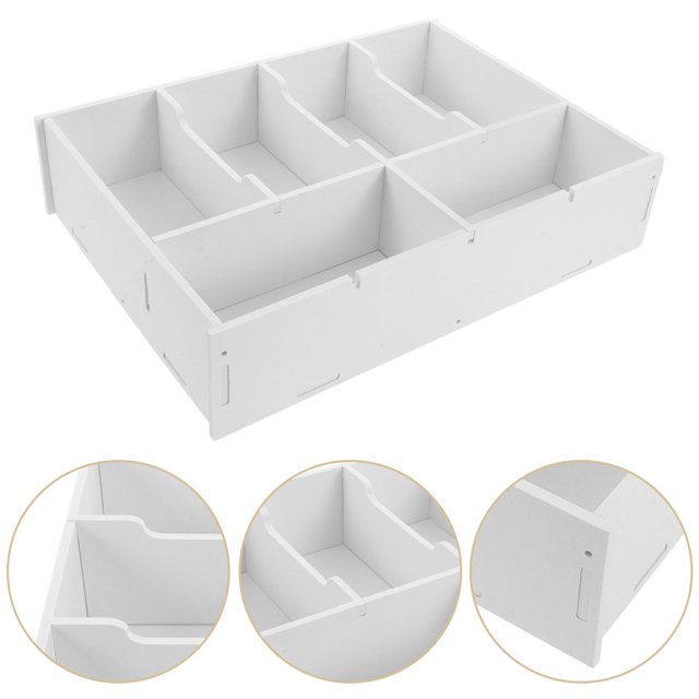 LEEYNEER Cash Box With Dividers For Desk Money Tray Organizer Plastic Storage Containers Money Holder Divider Box For Bills And Receipts