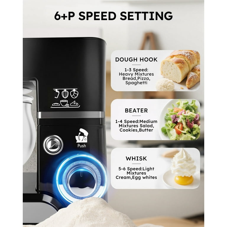Casualife Stand Mixer, 6.5-QT 6-Speed Tilt-Head Kitchen