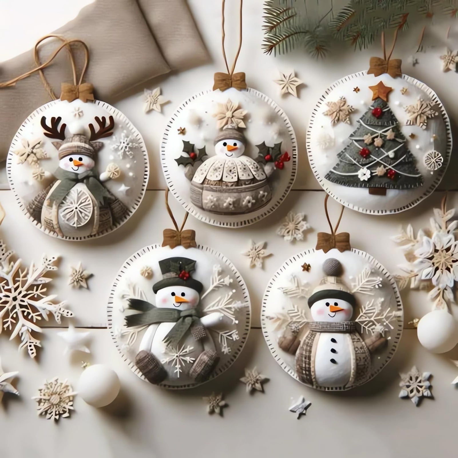 Dserfhy DIY Christmas Felt Patch Kit Holiday Craft Set with Pre-Cut Felts Sheet Handmade Fabric Sewing Crafting Supplies for Tree Home Decor