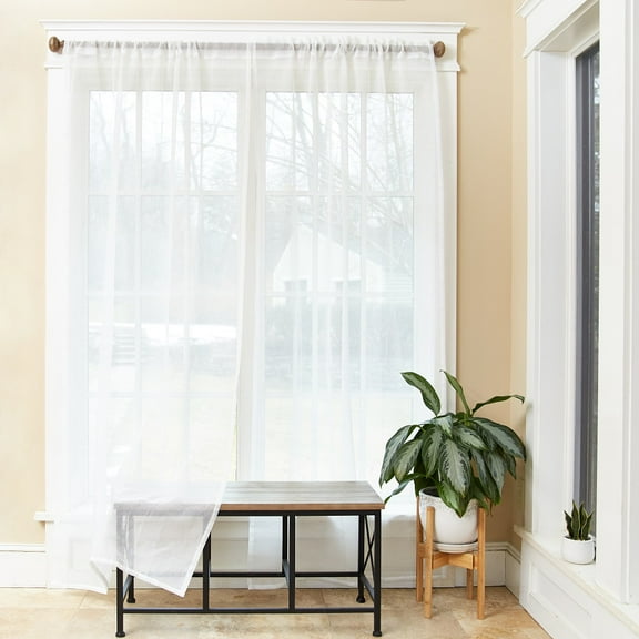 MoonBae Sheer Voile Ivory Window Rod Pocket Backdrop Curtain Panels Set of 2 Each Panel 43" Wide X 84" Long