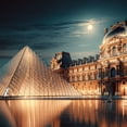 thumbnail image 6 of Acheng Louvre Pyramid Historical Palace Buildings Illuminated Architecture Round Tablecloth 100% Polyester Fiber Table Cloth 42-46, 6 of 8